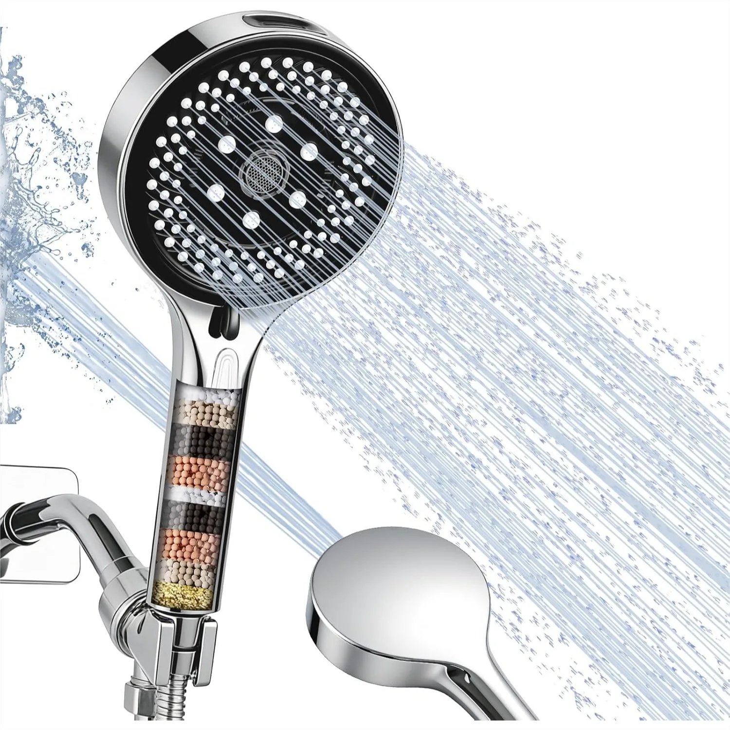 High Pressure 7-Function Shower Head with Handheld, 5.24" Spray Nozzles, 59" Stainless Steel Hose & Adjustable Holder for Full
High Pressure 7-Function Shower Head with Handheld, 5.24" Spray Nozzles, 59" Stainless Steel Hose & Adjustable Holder for Full