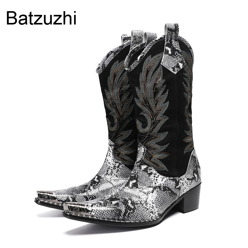 Batzuzhi Luxury Handmade Men's Boots 6.5cm High Heels Silver Genuine Leather Mid-calf Leather Boots for Man Motorcycle Boots!
Batzuzhi Luxury Handmade Men's Boots 6.5cm High Heels Silver Genuine Leather Mid-calf Leather Boots for Man Motorcycle Boots!
