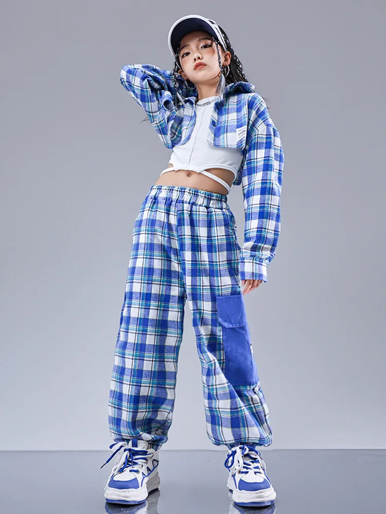 Kids Hip Hop Street Clothing Blue Plaid Top Plaid Pant for Girls Streetwear Costume Jazz Dance Clothes
Kids Hip Hop Street Clothing Blue Plaid Top Plaid Pant for Girls Streetwear Costume Jazz Dance Clothes