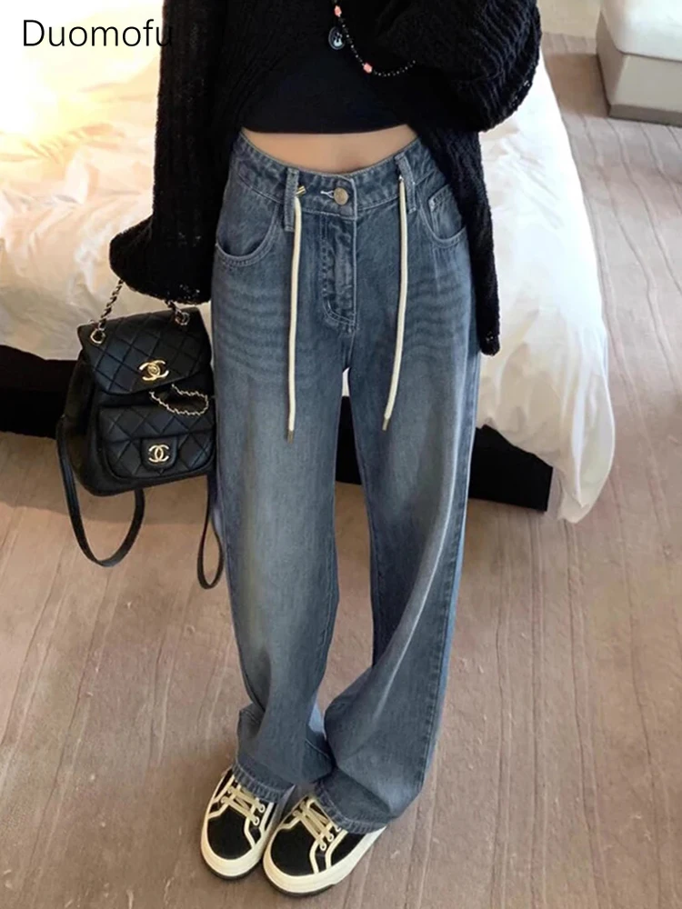 Duomofu Classic Drawstring High Waist Slim Straight Women Jeans New Basic Washed Simple Loose Fashion Full Length Female Jeans
Duomofu Classic Drawstring High Waist Slim Straight Women Jeans New Basic Washed Simple Loose Fashion Full Length Female Jeans