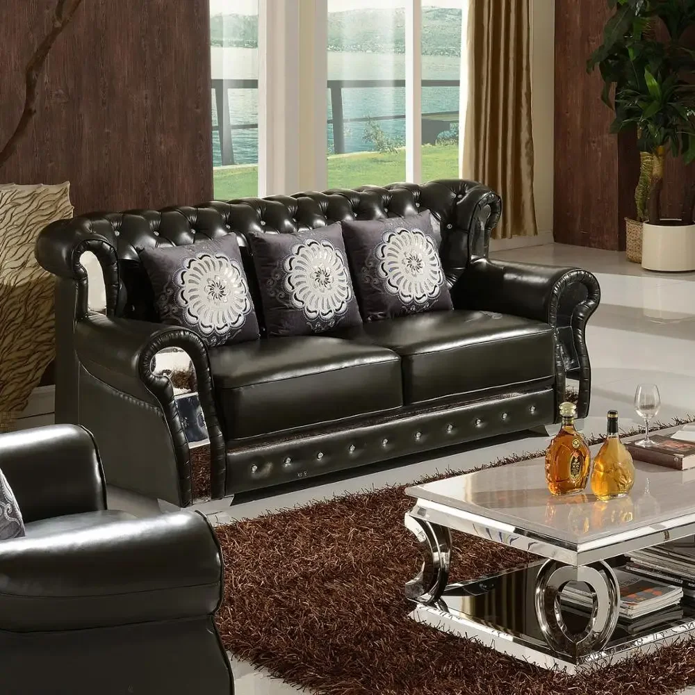 Luxury chesterfield couch living room furniture sofa set with 3+2+1 leather sofa
Luxury chesterfield couch living room furniture sofa set with 3+2+1 leather sofa