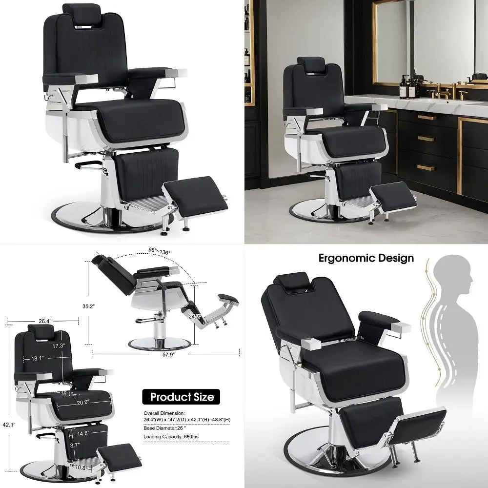 Heavy Duty Barber Chair, Hydraulic Reclining Salon Chairs for Hair Stylist, PVC Leather, Barbershop, Adult 3819 BlackampWhite
Heavy Duty Barber Chair, Hydraulic Reclining Salon Chairs for Hair Stylist, PVC Leather, Barbershop, Adult 3819 BlackampWhite