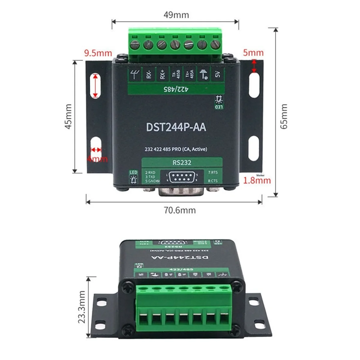 RS232 422/485 PRO Industrial Grade Isolation Signal Conversion Serial Port Module Converter with Metal Shell DST24P-AA
RS232 422/485 PRO Industrial Grade Isolation Signal Conversion Serial Port Module Converter with Metal Shell DST24P-AA