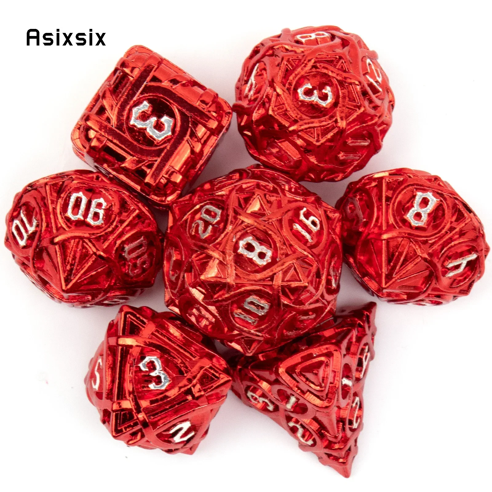 7 Pcs Red White Stripe Metal Dice Solid Metal Polyhedral Dice Set Suitable for Role-Playing RPG Board Party Dice Prop Gift
7 Pcs Red White Stripe Metal Dice Solid Metal Polyhedral Dice Set Suitable for Role-Playing RPG Board Party Dice Prop Gift