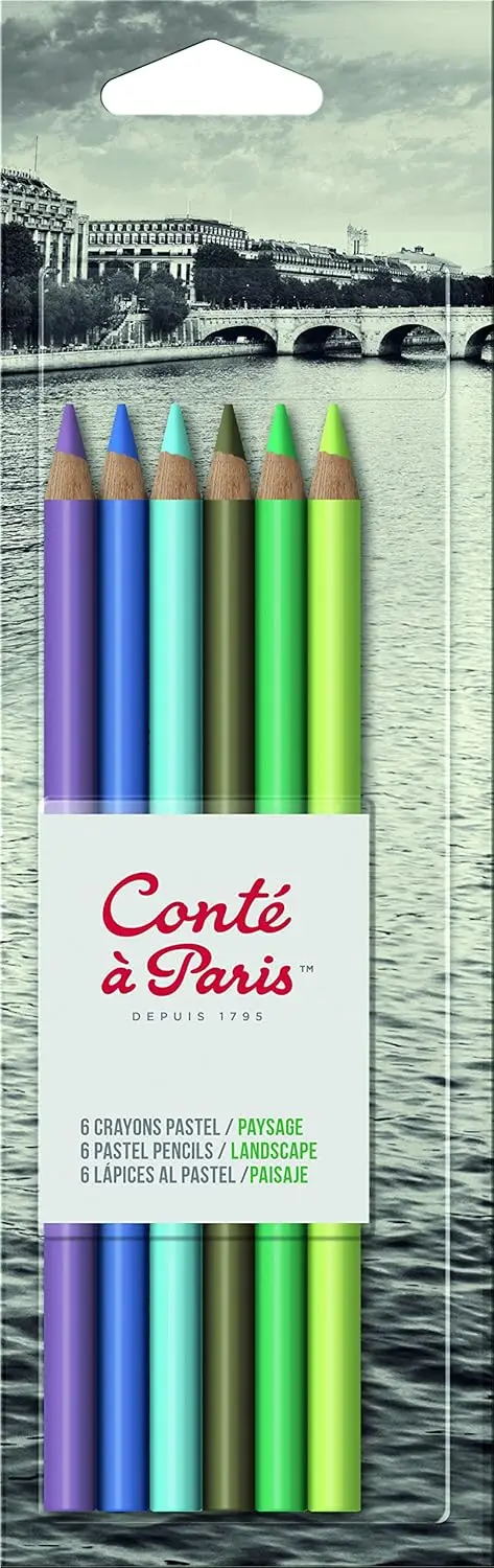 6-Color Pastel Pencil Set for Landscape Drawing, Highly Pigmented & Smooth
6-Color Pastel Pencil Set for Landscape Drawing, Highly Pigmented & Smooth