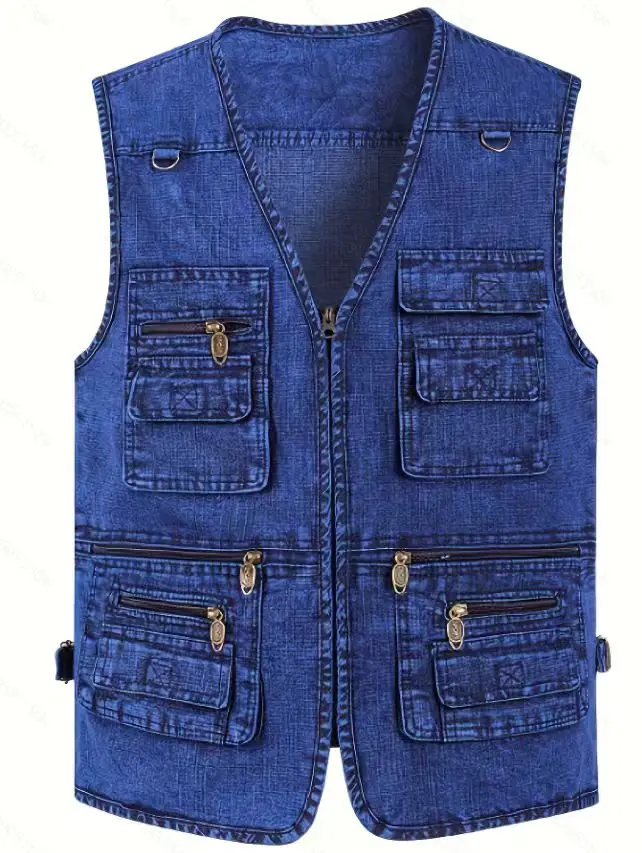 Men's Denim Vest, Washed Snowflake Vest, Suitable for Casual Hiking, Fishing, and Sports, with Multiple Pockets
Men's Denim Vest, Washed Snowflake Vest, Suitable for Casual Hiking, Fishing, and Sports, with Multiple Pockets