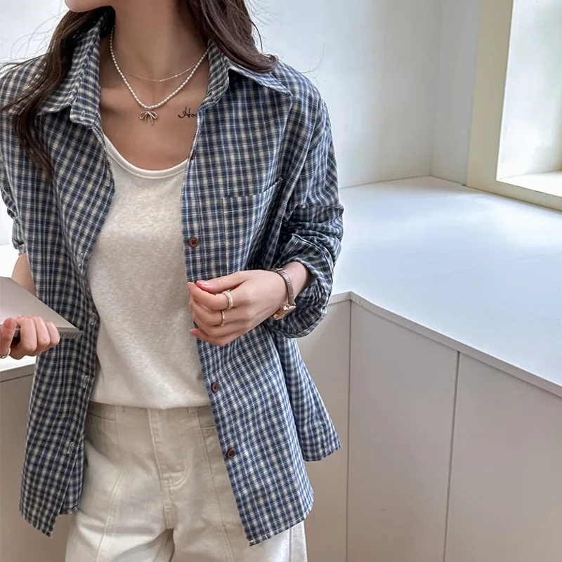 Women French Retro Plaid Long Sleeve Shirt Casual Loose Winter Layering Button Up Blouse Coat
Women French Retro Plaid Long Sleeve Shirt Casual Loose Winter Layering Button Up Blouse Coat