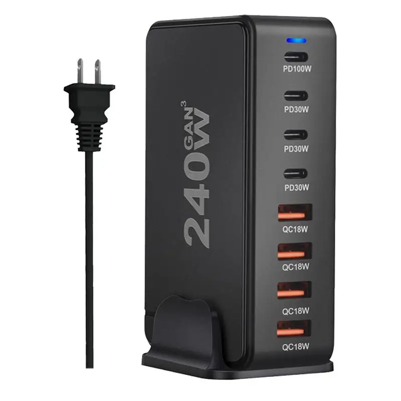 240w USB C Charger High Quality Portable Power Adapter With 8 Ports Super Fast Charging Station Perfect For House Hold Travel
240w USB C Charger High Quality Portable Power Adapter With 8 Ports Super Fast Charging Station Perfect For House Hold Travel