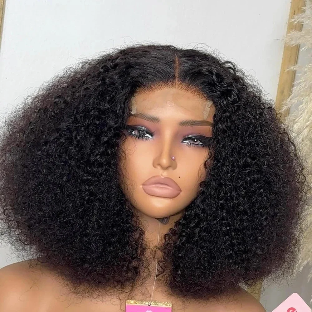 Natural Black Short Bob Heat Resistant Preplucked Glueless 180 Density Kinky Curly Deep Lace Front Wig For Women BabyHair Daily
Natural Black Short Bob Heat Resistant Preplucked Glueless 180 Density Kinky Curly Deep Lace Front Wig For Women BabyHair Daily