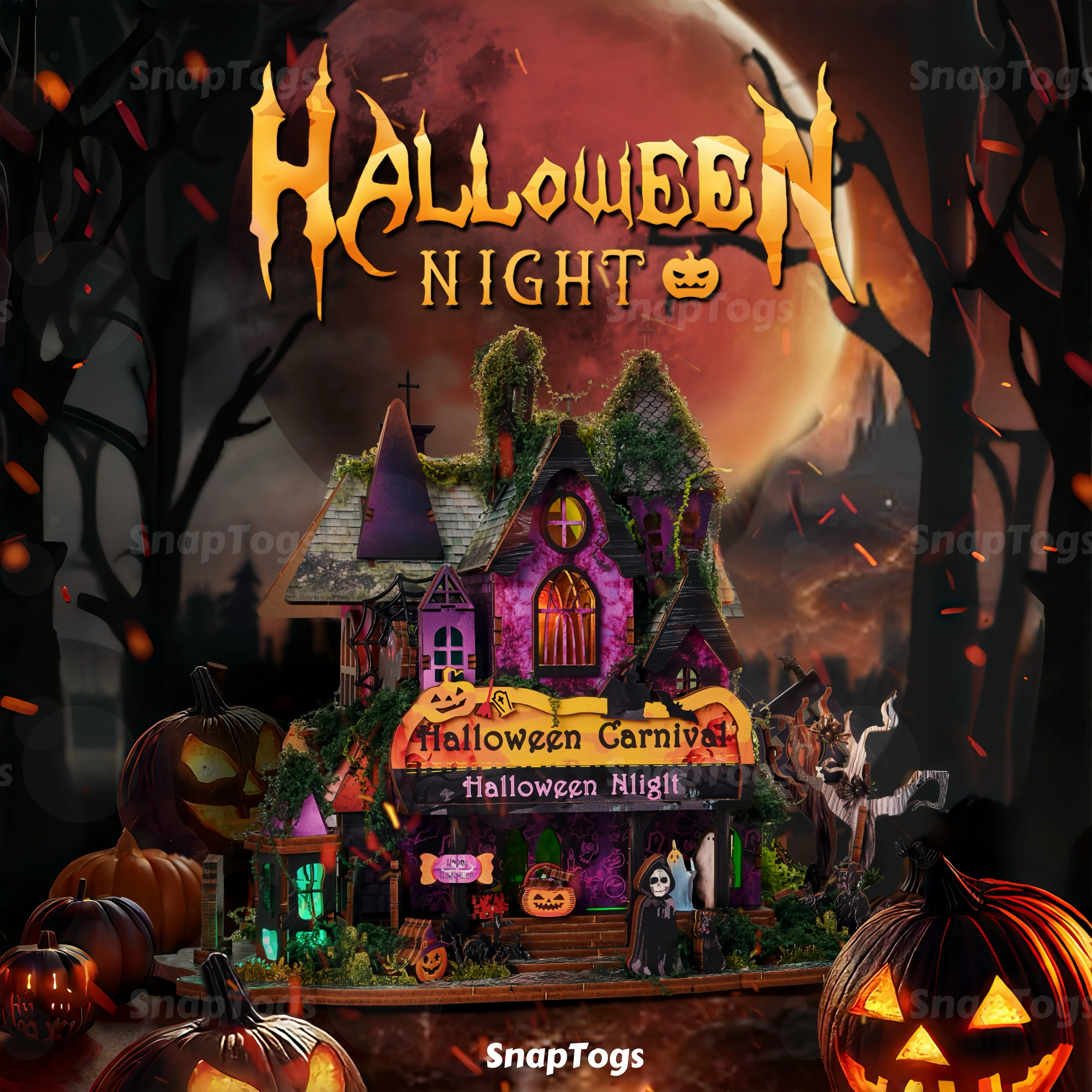 SnapTogs DIY Halloween Miniature House 3D Wooden Puzzle Tiny Dollhouse Roombox Book Nook Decorative Building Blocks Gift Toy
SnapTogs DIY Halloween Miniature House 3D Wooden Puzzle Tiny Dollhouse Roombox Book Nook Decorative Building Blocks Gift Toy