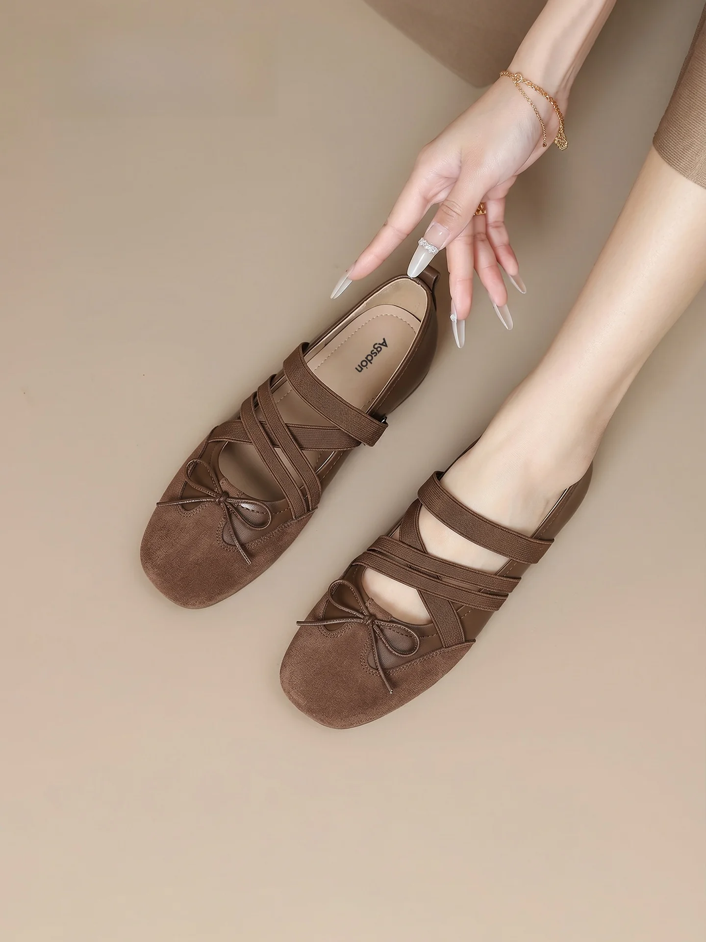 Ballet Tie Mary Jane Shoes Women's Brown Summer High Top Single Shoes Fashionable Comfortable PU Lined Ballet Flats
Ballet Tie Mary Jane Shoes Women's Brown Summer High Top Single Shoes Fashionable Comfortable PU Lined Ballet Flats