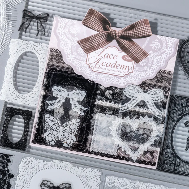 Lace Academy Series Sticker Classic Black and White Lace Patterns PET Stickers DIY Junk Journal Scrapbooking Decorative Material
Lace Academy Series Sticker Classic Black and White Lace Patterns PET Stickers DIY Junk Journal Scrapbooking Decorative Material