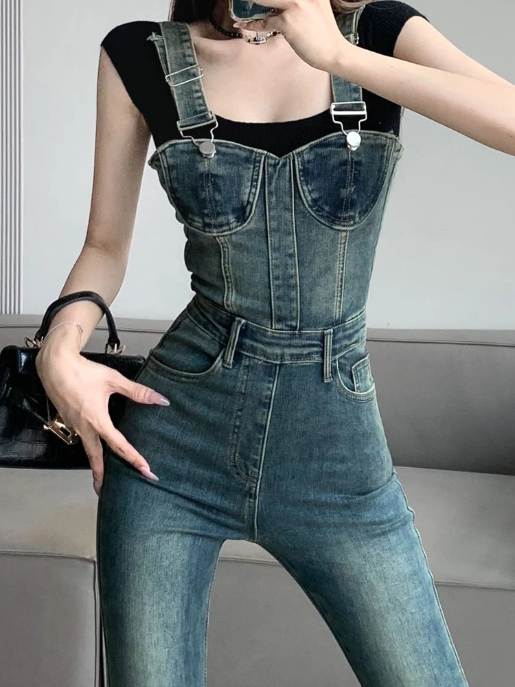 Slim Wide-Leg Flare Jeans Spaghetti Straps Denim Jumpsuit Fashionable High Street Autumn Women's Trousers
Slim Wide-Leg Flare Jeans Spaghetti Straps Denim Jumpsuit Fashionable High Street Autumn Women's Trousers