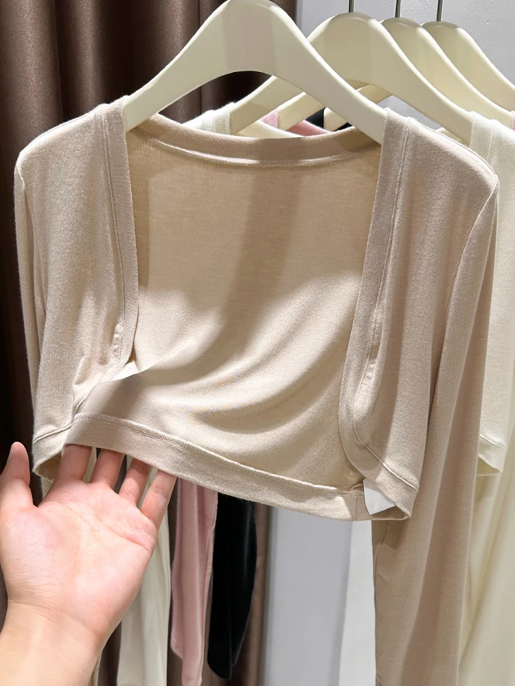 Летний тонкий кардиган из модала с топом на бретельках и суперэластичной вязаной накидкой для женщин
Летний тонкий кардиган из модала с топом на бретельках и суперэластичной вязаной накидкой для женщин