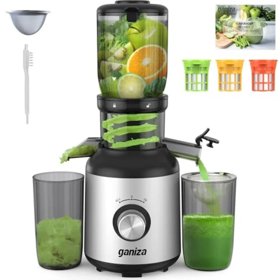 Cold Press Juicer for home use, stainless steel and BPA-free plastic, silver, compact 4.3 design with 3 filters, one-touch ultr
Cold Press Juicer for home use, stainless steel and BPA-free plastic, silver, compact 4.3 design with 3 filters, one-touch ultr