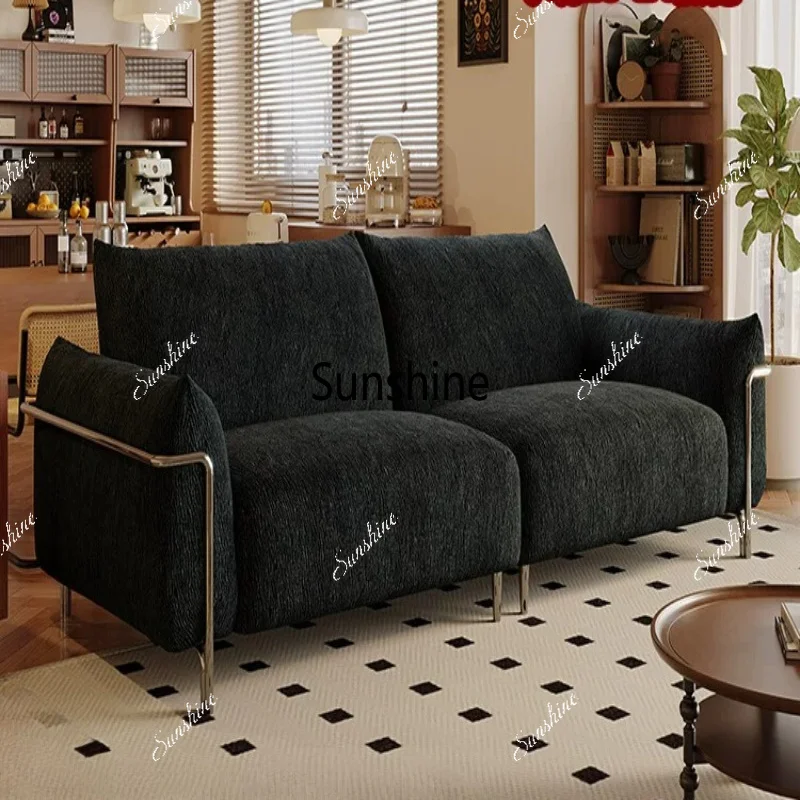 Medieval style living room small apartment black chenille fabric sofa
Medieval style living room small apartment black chenille fabric sofa