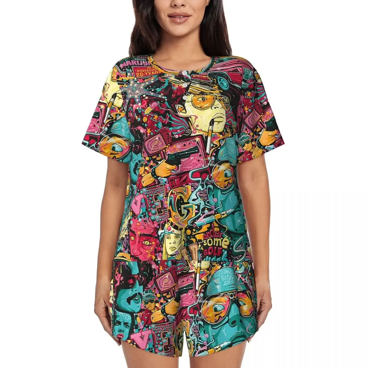 Fear And Loathing In Las Vegas Art Round Neck Short Sleeve Nightgowns for Sleeping Sleepshirts Women Soft Pajama Set Short Pants
Fear And Loathing In Las Vegas Art Round Neck Short Sleeve Nightgowns for Sleeping Sleepshirts Women Soft Pajama Set Short Pants