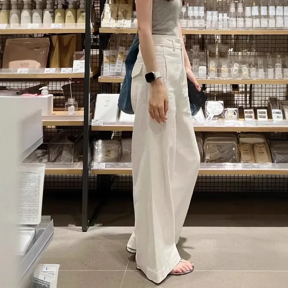 Pop Spring 2025 New Style High Waist Wide Leg Cotton Linen Pants Straight Cut Slimming Casual Trousers For Women In White
Pop Spring 2025 New Style High Waist Wide Leg Cotton Linen Pants Straight Cut Slimming Casual Trousers For Women In White