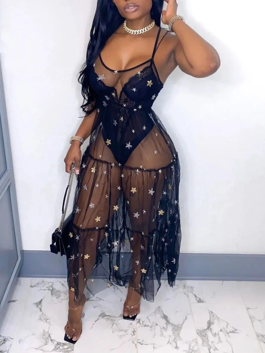 LW SXY Star Decor See Through Cami Dress Spaghetti Strap Sleeveless Ankle Length U Neck Mixed Print Mesh Summer Vestidos
LW SXY Star Decor See Through Cami Dress Spaghetti Strap Sleeveless Ankle Length U Neck Mixed Print Mesh Summer Vestidos