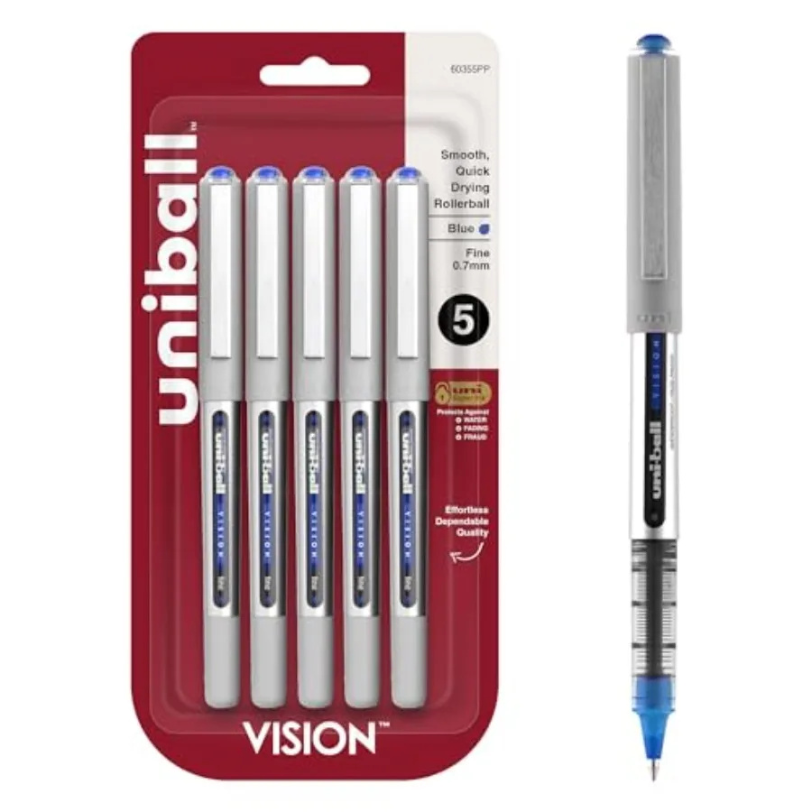 uniball Vision Rollerball Pens, Fine Point 0.7mm,Blue, 5 Pack
uniball Vision Rollerball Pens, Fine Point 0.7mm,Blue, 5 Pack