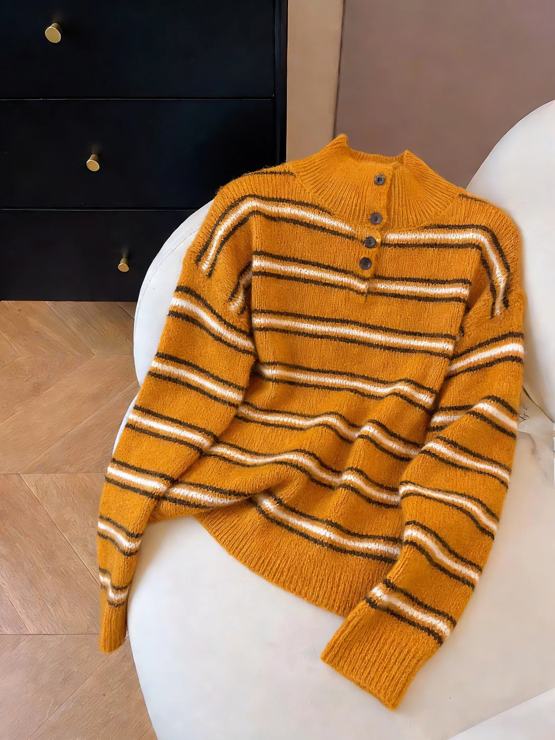 Korean Lazy Sle Soft Mellow Color Blo Striped f Open Collar Women's Spring Autumn Loose Slimming Versatile Overhead Kn...
Korean Lazy Sle Soft Mellow Color Blo Striped f Open Collar Women's Spring Autumn Loose Slimming Versatile Overhead Kn...