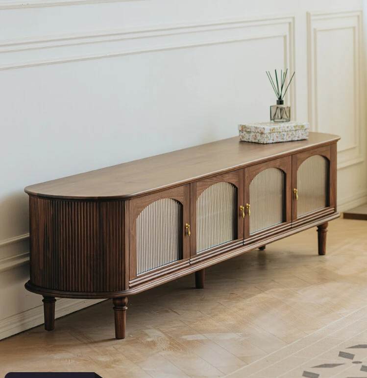 North American Light Luxury Black Walnut Wooden Locker Nordic Retro Living Room Household Glass TV Cabinet
North American Light Luxury Black Walnut Wooden Locker Nordic Retro Living Room Household Glass TV Cabinet