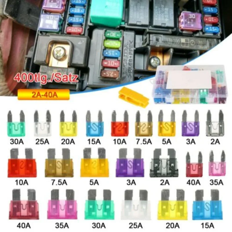 400pcs Assorted Car Fuse Blades Standard / Mini Aluminum Fuses Set Auto Car Truck Assortment Kits ATM APM + 1 Yellow Clip
400pcs Assorted Car Fuse Blades Standard / Mini Aluminum Fuses Set Auto Car Truck Assortment Kits ATM APM + 1 Yellow Clip