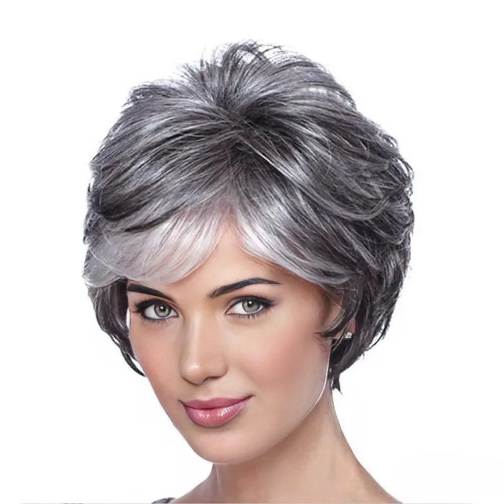 Synthetic Hair Middle Old and Elderly Women Straight Hair Wigs Silver Grey Micro Roll With Bangs Daily Use Cosplay Hair Wigs
Synthetic Hair Middle Old and Elderly Women Straight Hair Wigs Silver Grey Micro Roll With Bangs Daily Use Cosplay Hair Wigs
