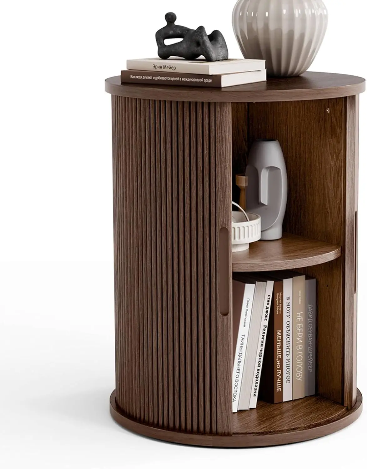 Round Fluted End Table with Sliding Tambour Door and Storage Shelf, Modern Mid-Century Nightstand for Living Room and Bedroom
Round Fluted End Table with Sliding Tambour Door and Storage Shelf, Modern Mid-Century Nightstand for Living Room and Bedroom