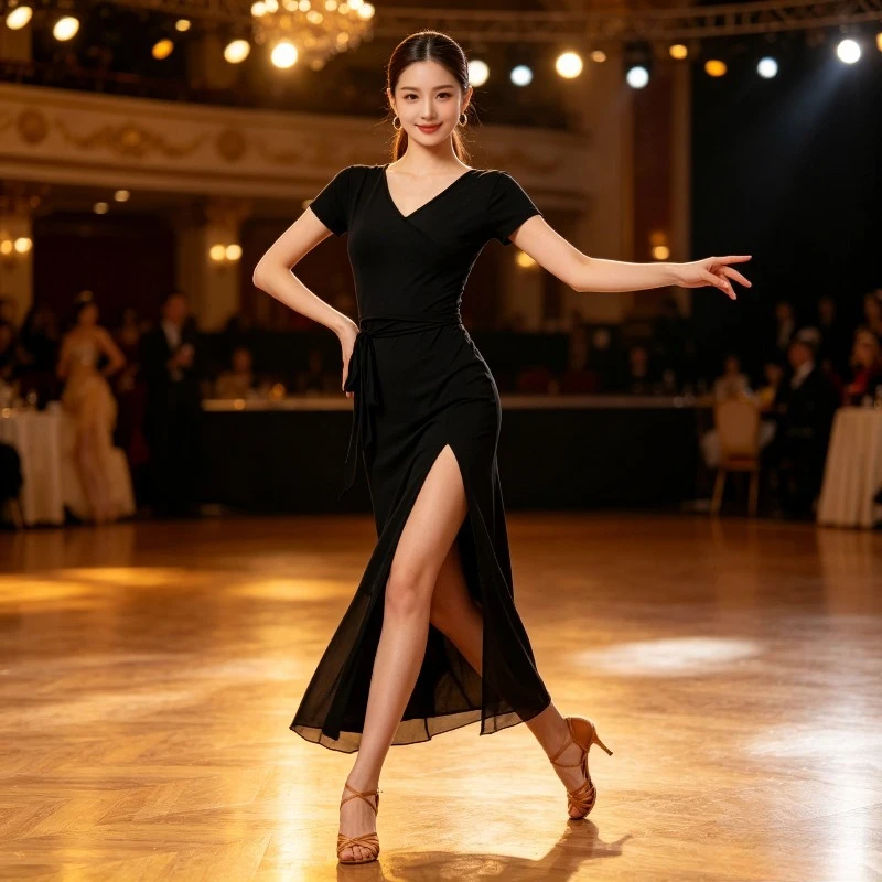 Plus Size Women Latin Dance Dress Summer Short Sleeve V Neck Slim Fit Ballroom Tango Salsa Rumba Performance Dance Costume
Plus Size Women Latin Dance Dress Summer Short Sleeve V Neck Slim Fit Ballroom Tango Salsa Rumba Performance Dance Costume