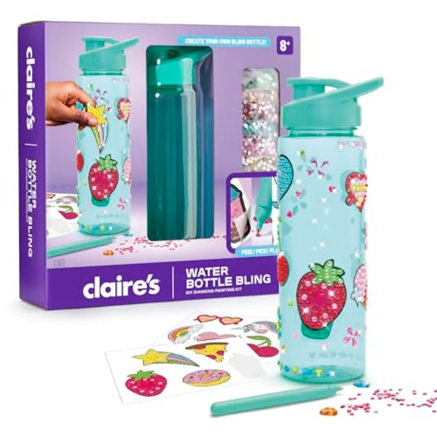 Claire's Water Bottle Bling Decorating Set, DIY Diamond Painting Kit, 24 Oz BPA-Free Bottle, 990+ Diamond Art Gems, Unicorn, He
Claire's Water Bottle Bling Decorating Set, DIY Diamond Painting Kit, 24 Oz BPA-Free Bottle, 990+ Diamond Art Gems, Unicorn, He