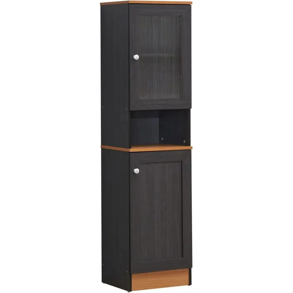 63 Tall Slimline Open Shelf Kitchen Pantry with Top and Bottom Storage, Black
63 Tall Slimline Open Shelf Kitchen Pantry with Top and Bottom Storage, Black