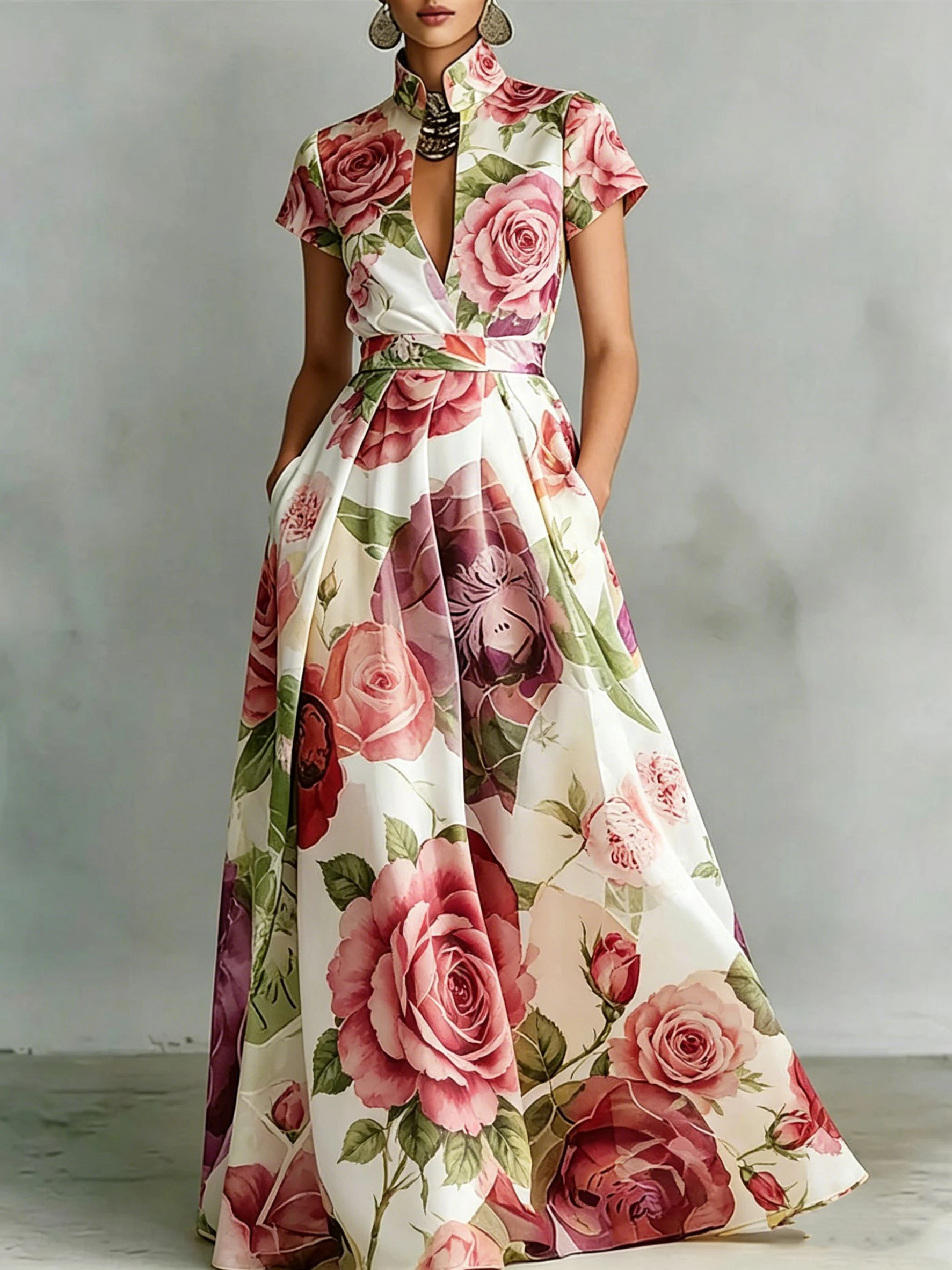Elegant Vintage Rose Print Printed Dress Classic Chic Vintage Sleeveless A-Line Midi Dress for Formal Casual Occasions Dress
Elegant Vintage Rose Print Printed Dress Classic Chic Vintage Sleeveless A-Line Midi Dress for Formal Casual Occasions Dress