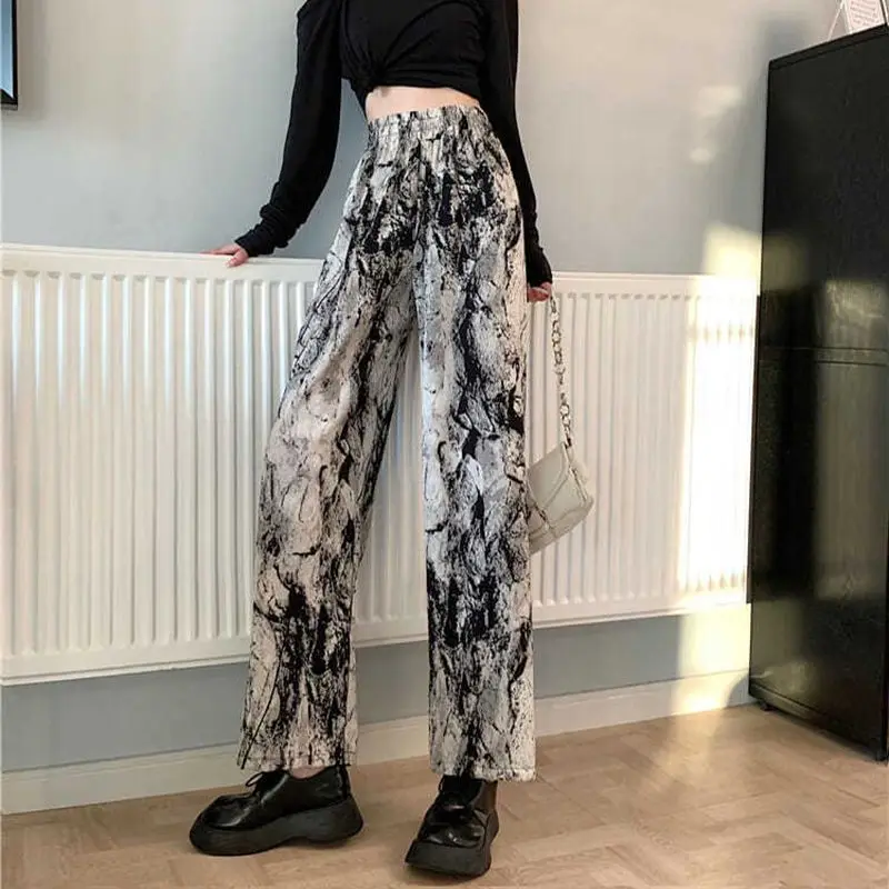 Summer Casual Tie Dye Elastic Waist Straight Female Korean Pleated High Waist Trousers Women Clothing Trend Spring Loose Pants
Summer Casual Tie Dye Elastic Waist Straight Female Korean Pleated High Waist Trousers Women Clothing Trend Spring Loose Pants