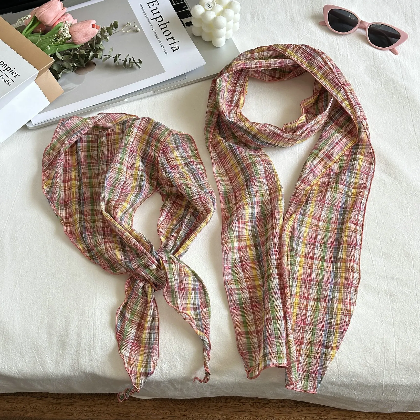 2025 New Spring and Autumn Lattice Triangular Binder Dopamine Rainbow Plaid Scarf Lightweight Breathable Cute Closed Toe Scarf
2025 New Spring and Autumn Lattice Triangular Binder Dopamine Rainbow Plaid Scarf Lightweight Breathable Cute Closed Toe Scarf
