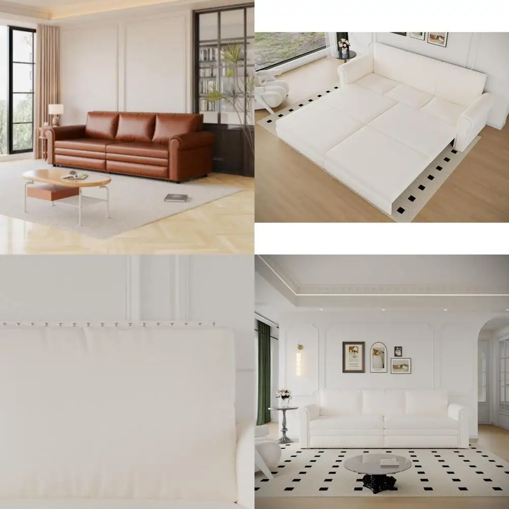 Faux Leather 3-in-1 Convertible Sleeper Sofa with Nailhead Trim and Rolled Arm, Multi-Functional Couch for Versatile Living Spac
Faux Leather 3-in-1 Convertible Sleeper Sofa with Nailhead Trim and Rolled Arm, Multi-Functional Couch for Versatile Living Spac