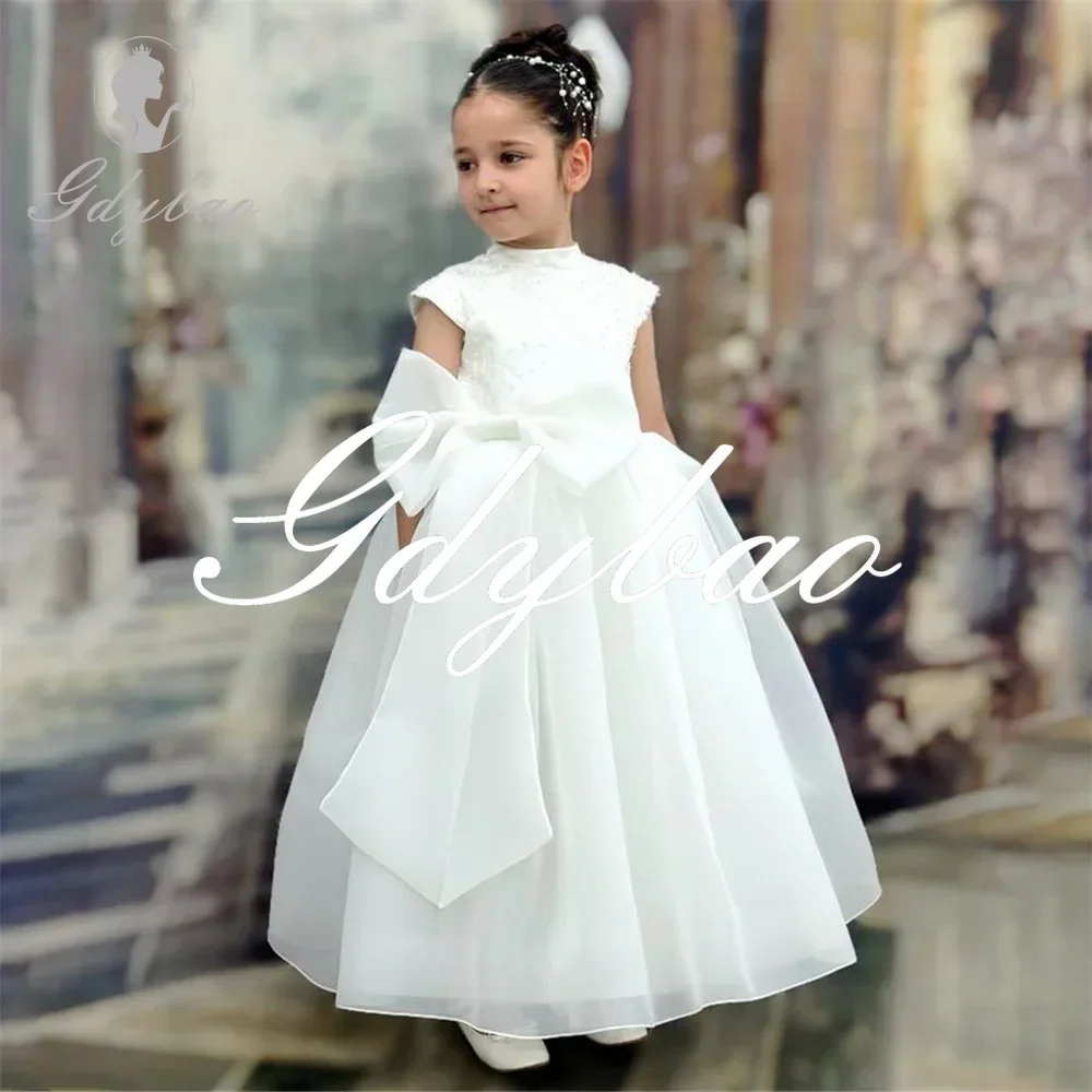 Bow Princess Long Ball Wedding Party Dress For Girl Ankle Length Applique Elegant Classic Style First Communion Gown New 2024
Bow Princess Long Ball Wedding Party Dress For Girl Ankle Length Applique Elegant Classic Style First Communion Gown New 2024