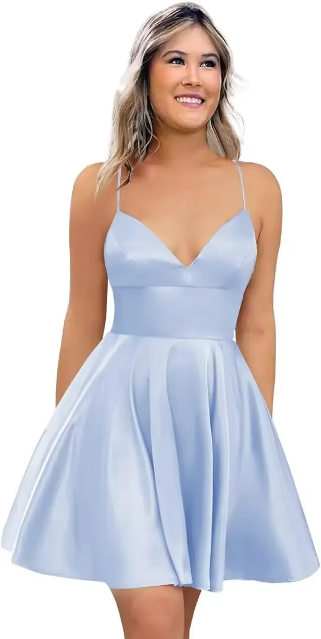Custom Made Dessiny Spaghetti Strap Satin Homecoming Dresses For Teens 2024 V Neck A Line Short Prom Dress With Pocket Sexy Dres
Custom Made Dessiny Spaghetti Strap Satin Homecoming Dresses For Teens 2024 V Neck A Line Short Prom Dress With Pocket Sexy Dres