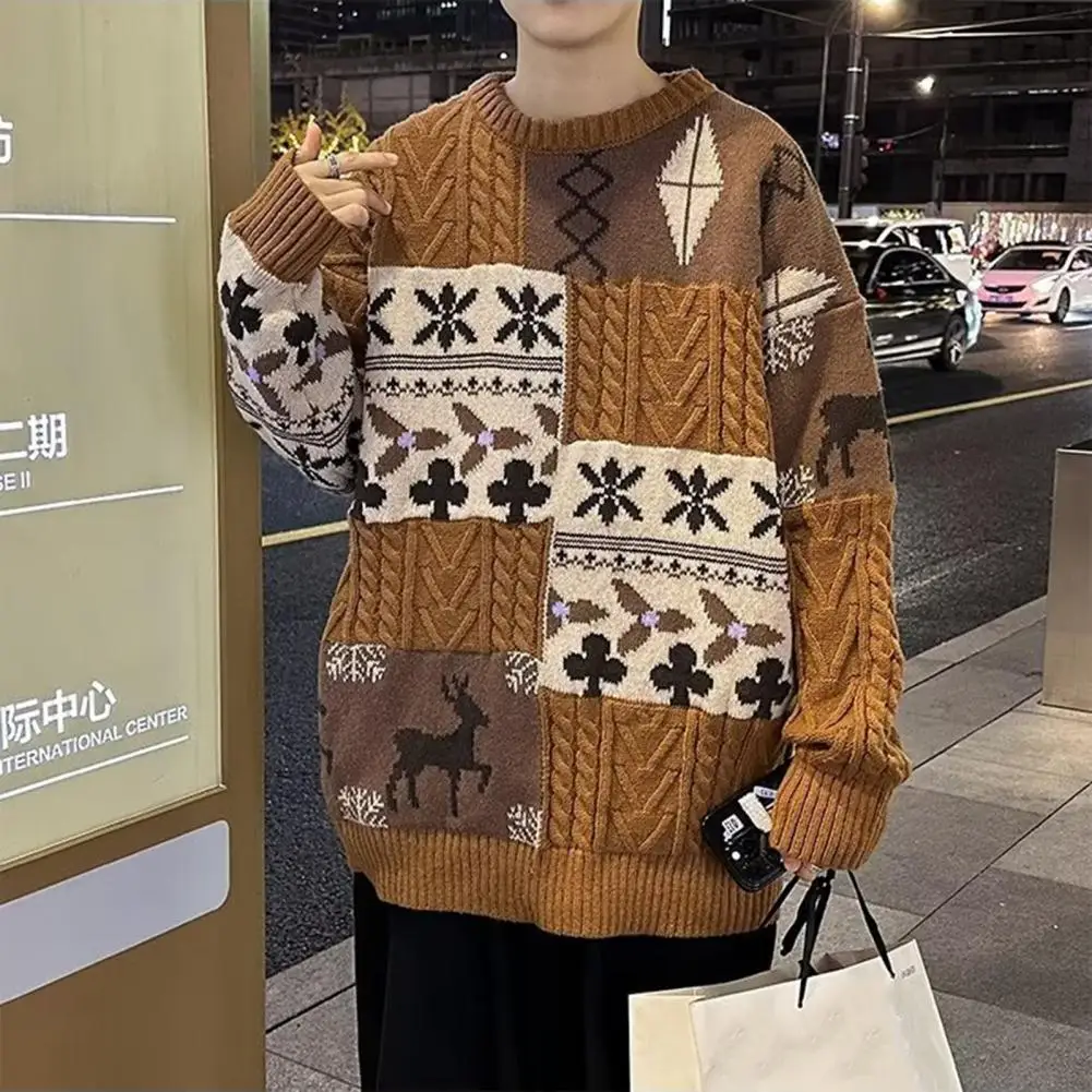 Round Neck Sweater Christmas Style Colorblock Elk Snowflake Sweater Cozy Thick Knitted Pullover for Men's Fall/winter Wardrobe
Round Neck Sweater Christmas Style Colorblock Elk Snowflake Sweater Cozy Thick Knitted Pullover for Men's Fall/winter Wardrobe