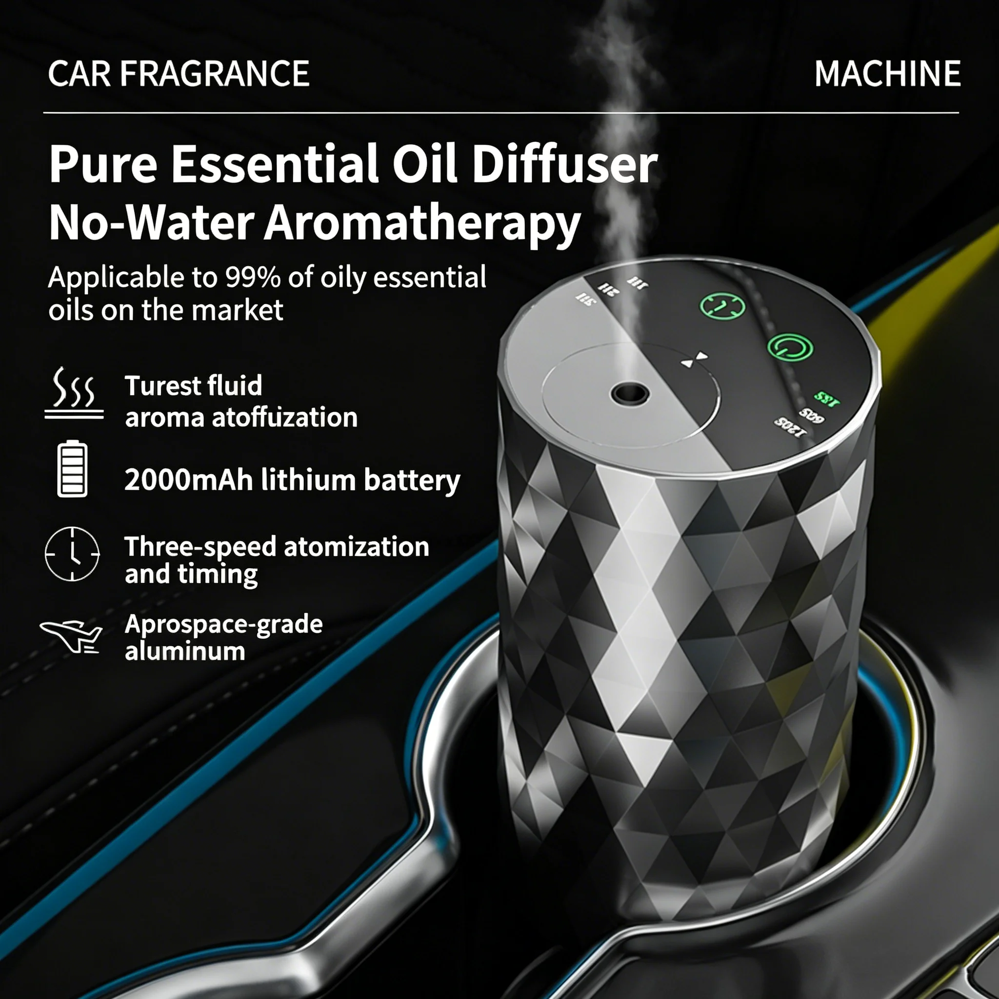 Aluminum Alloy Diamond Pattern Car Essential Oil Diffuser, Waterless Pure Essential Oil Aromatherapy Device, Home Cold Diffuser,
Aluminum Alloy Diamond Pattern Car Essential Oil Diffuser, Waterless Pure Essential Oil Aromatherapy Device, Home Cold Diffuser,