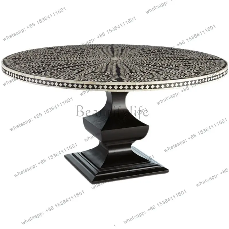 American retro solid wood dining table household neoclassical solid wood hand-painted round table
American retro solid wood dining table household neoclassical solid wood hand-painted round table