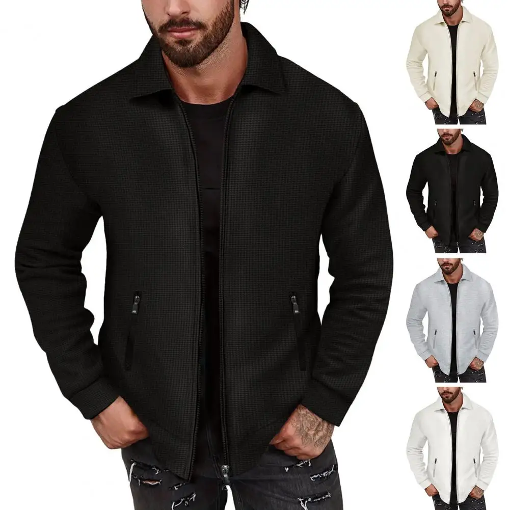 Men Jacket Stylish Men's Zip-up Jacket with Turn-down Collar Slim Fit Breathable Waffle Texture Long Sleeve for Comfort
Men Jacket Stylish Men's Zip-up Jacket with Turn-down Collar Slim Fit Breathable Waffle Texture Long Sleeve for Comfort