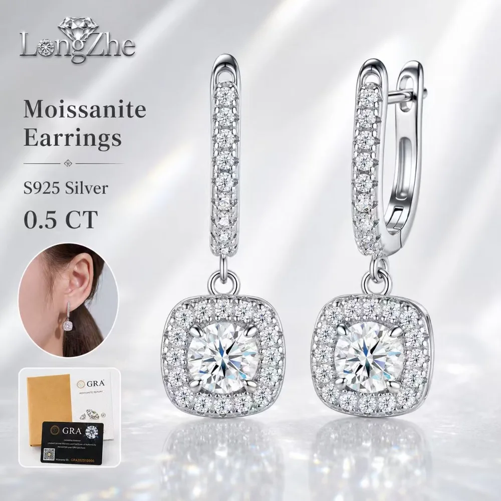 Cushion Cut Moissanite Drop Hoop Earrings 925 Sterling Silver with Pave Setting GRA Certified Fine Jewelry for Women
Cushion Cut Moissanite Drop Hoop Earrings 925 Sterling Silver with Pave Setting GRA Certified Fine Jewelry for Women