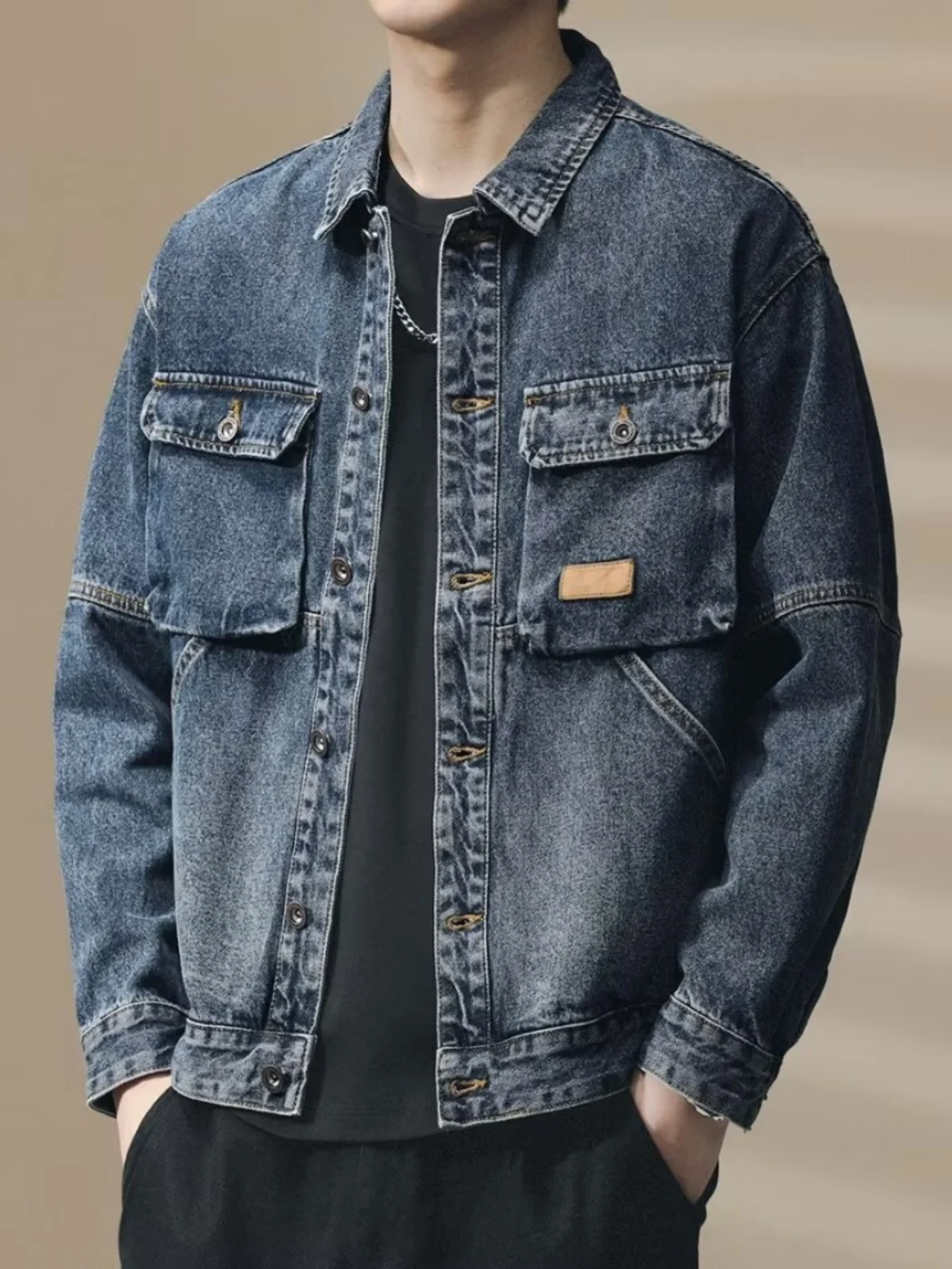 American Retro Loose Collar Denim Jaet for Men Spring Autumn Multi ket Trendy Brand Workwear Jaet Youth ular
American Retro Loose Collar Denim Jaet for Men Spring Autumn Multi ket Trendy Brand Workwear Jaet Youth ular