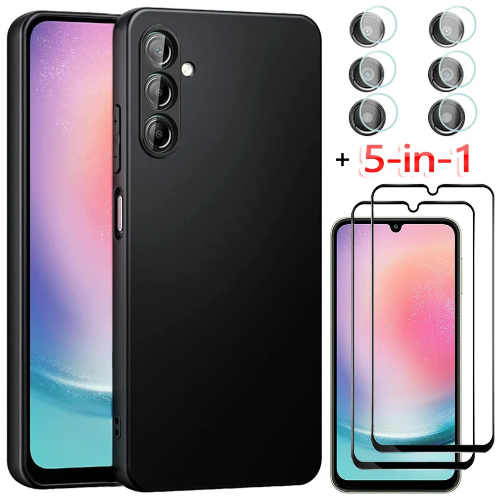 5-in-1, Black Case + Tempered Glass for Samsung Galaxy A24 A34 A54 Soft TPU Phone Cases A54 5G Cover A34 5G Samsung A24 Case
5-in-1, Black Case + Tempered Glass for Samsung Galaxy A24 A34 A54 Soft TPU Phone Cases A54 5G Cover A34 5G Samsung A24 Case