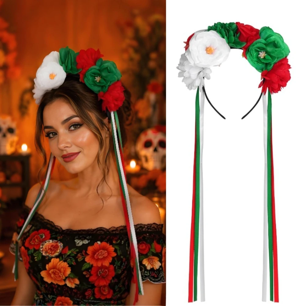 Mexican Rose Flower Crown Ribbon Headband for Women, Floral Fall Day of The Dead Headpiece for Halloween Costume Party
Mexican Rose Flower Crown Ribbon Headband for Women, Floral Fall Day of The Dead Headpiece for Halloween Costume Party
