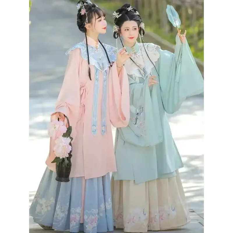 Hanfu-vestido plisado de estilo chino para mujer, Camisa larga con cuello levantado y hombros descubiertos, traje elegante de ha
Hanfu-vestido plisado de estilo chino para mujer, Camisa larga con cuello levantado y hombros descubiertos, traje elegante de ha