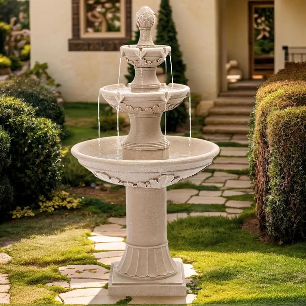 3-Tier Outdoor Water Fountain, 48.4 Tall, Freestanding Garden Feature with Pump for Patio Yard (Beige)
3-Tier Outdoor Water Fountain, 48.4 Tall, Freestanding Garden Feature with Pump for Patio Yard (Beige)