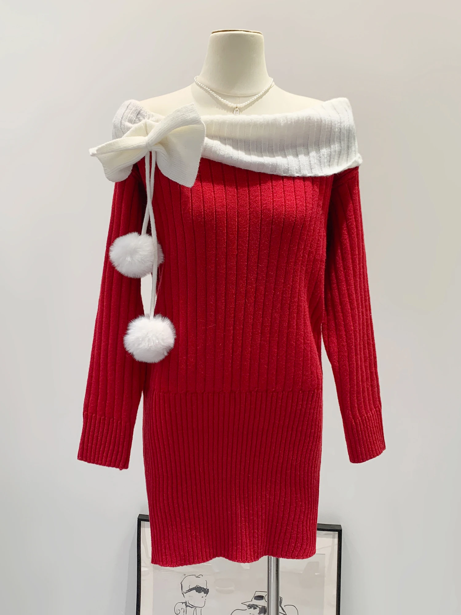 Red Knitted One-Shoulder Knot Dress Women's Winter New Year Style Soft Korean Loose Fit Long Sleeve Mid-Length
Red Knitted One-Shoulder Knot Dress Women's Winter New Year Style Soft Korean Loose Fit Long Sleeve Mid-Length