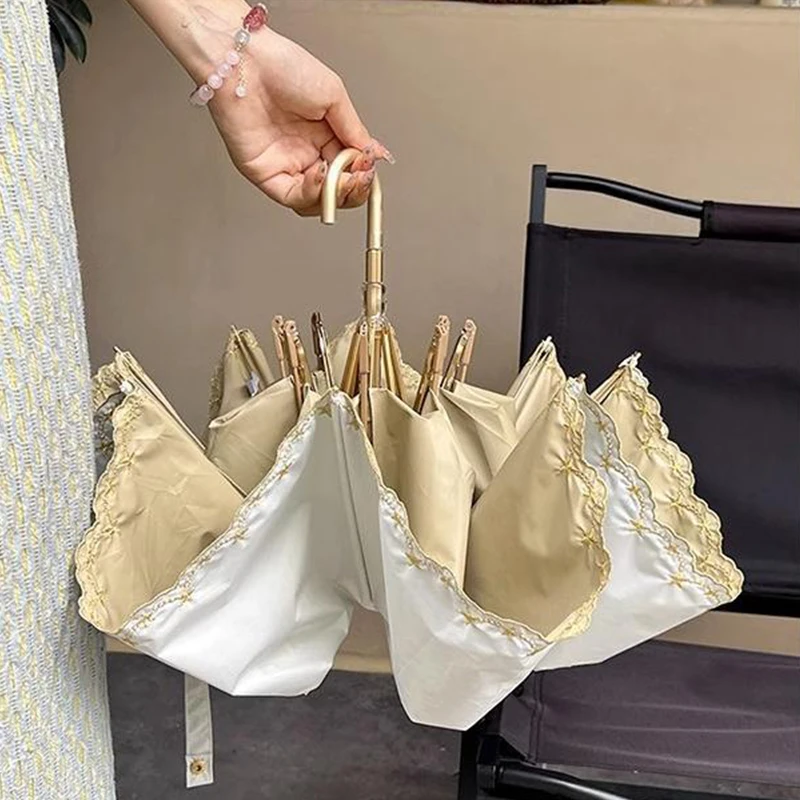 Sunshade Umbrella Female Sunscreen UV Protection Hook Folding Portables Travel Reinforce Thickening Embroidered Gift Umbrella
Sunshade Umbrella Female Sunscreen UV Protection Hook Folding Portables Travel Reinforce Thickening Embroidered Gift Umbrella
